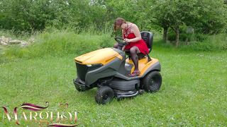 The Tractor Won't Begin. My Spouse and My Lover Screw My Vagina and Booty in the Garden