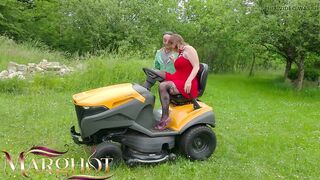 The Tractor Won't Begin. My Spouse and My Lover Screw My Vagina and Booty in the Garden