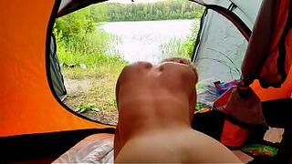 Hawt wife vagina and butt banged outdoor cum inside butt