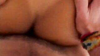 Lustful lalin girl takes big jock on sofa doggy position
