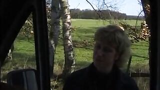 Older riding knob of a chap who is giving her a ride