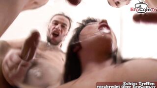 Hardcore anal with DAP and brunette hair whore