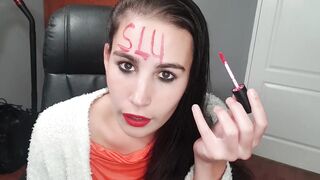 Overweight wench talking bawdy and disrobe teasing for the dong viewing this movie