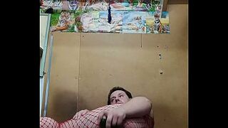 Doggy-style bang of a biggest adorable booty of a Russian homo! A massive sextoy stretches his anal!