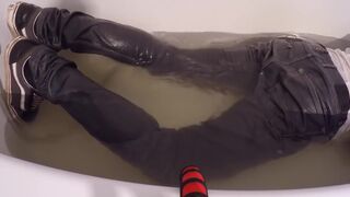 Pissing my Jeans and Vans Sneakers then taking a Warm Washroom Fully Dressed