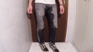 Pissing my Jeans and Vans Sneakers then taking a Warm Washroom Fully Dressed