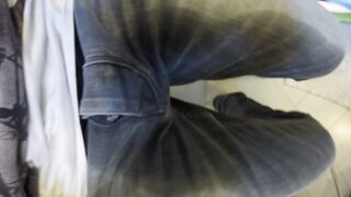 Pissing my Jeans and Vans Sneakers then taking a Warm Washroom Fully Dressed