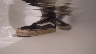Pissing my Jeans and Vans Sneakers then taking a Warm Washroom Fully Dressed