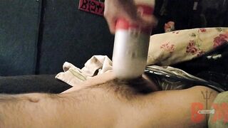 Lengthy Tenga play makes my large wang cum hard!