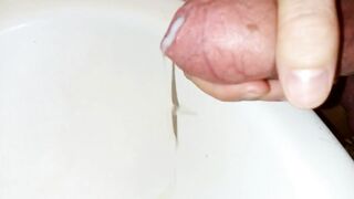 Large schlong in advance of taking a baths relaxed and reached climax and tons of cum