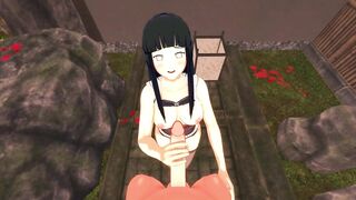 Hinata unfathomable mouths rod POV then swallows cum (Naruto Anime)