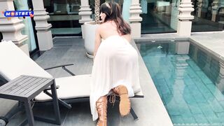 Greek Dominatrix-bitch Award - Deepthroat and Ardent Banging untill Creampie by the Pool - Sweetie Fox