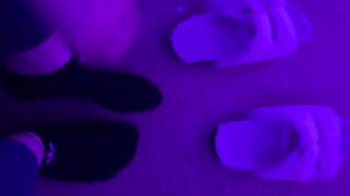 Blue nail polished toes