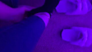 Blue nail polished toes