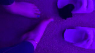 Blue nail polished toes