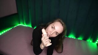Slim mother I'd like to fuck sucks her sex toy with a deepthroat along with jelly bears
