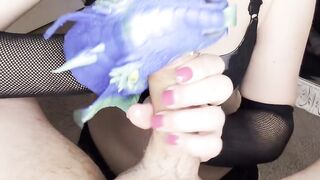 Dragon Dinosaur and large tit blond take plump penis on magical voyage