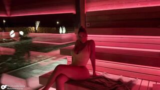 Sexy Aussie with giant natural titties picks up a man in the sauna - Alanna Pow & Nicholas Ferres
