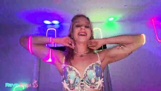 Cheerleader Kait Twerks Into Hussie's Neon And Rides Him Unfathomable!