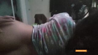 Sexy pair banging on the morning with the Pajamas on , large booty white gal screwing large weenie