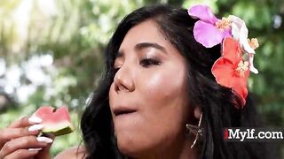 Latin chick mother I'd like to fuck Dishes On Wild Adventures Then Dives Into Pool Enjoyment