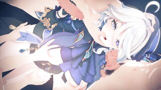 【Genshin Impact Furina】group-sex CG Anime Animation.(Fingering,tugjob,oral-sex,sex)