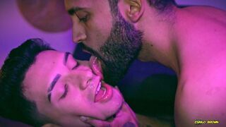 Large Cock Camilo Brown Screwing Cute Twink Juan Ferrer Bareback At The Bar Covering His Face In Cum