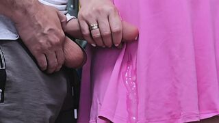 Risky Ride With Stranger's Schlong On My Back! That guy Ejaculate on hotty's suit in public transport! Stranger's Indecent Dream