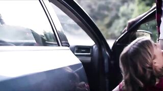 When Kristen needs a ride and hitch hikes her way back home, the chap is about to take her somewhere else. Then this babe comes up with plan, suck his dong!
