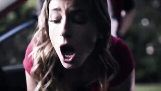 When Kristen needs a ride and hitch hikes her way back home, the chap is about to take her somewhere else. Then this babe comes up with plan, suck his dong!