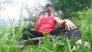 When u truly wish sex in nature - Beauty Fowler masturbating with tripod