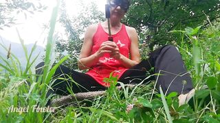 When u truly wish sex in nature - Beauty Fowler masturbating with tripod