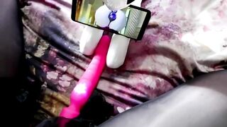 solo male in chastity cum with vibro and plush toy from mlp
