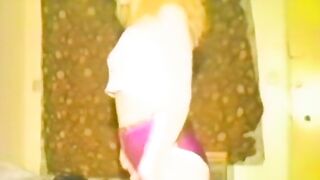 A Sexually excited Blond Shows off Her Underclothing Collection
