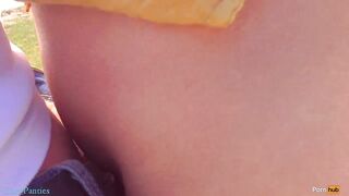Stranger anew cum in my pants on the beach Risky public creampie