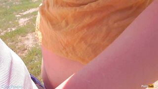 Stranger anew cum in my pants on the beach Risky public creampie
