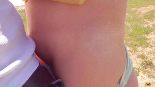 Stranger anew cum in my pants on the beach Risky public creampie