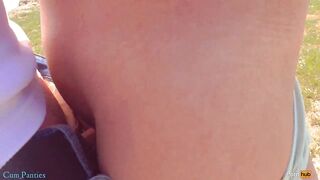 Stranger anew cum in my pants on the beach Risky public creampie