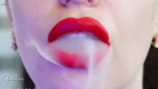 Grab Your Dong and Join Me for an Awesome Smokin' Sesh. U're Obsessed with Smokin' and Marvelous Large Red Lips! Different Sides
