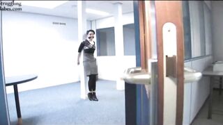 Office Babe Cuffed and Cleavegagged