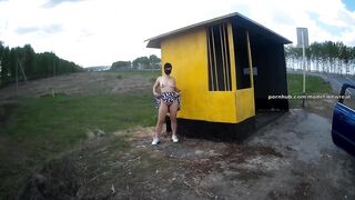 nasty exhibitionist wife joy at the bus stop