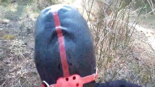 Bound to a tree on a hawt outfit, masked and outdoor deepthroat with no lenience