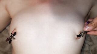 Face sitting - Sex thrall groans from hawt wax and teat clamps