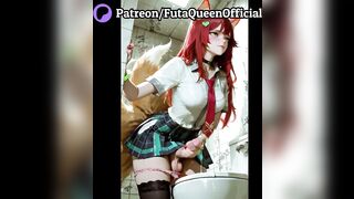 Redhead Shemale hentai Fox Angel Jerks Off in Baths
