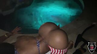 Yum The Boss Sucks Rome Major's BBC Unfathomable Poolside Wearing Flag Bikini!