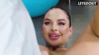 Curvy Tattooed Latin babe Bouncing on His Rod... Titfuck Finish