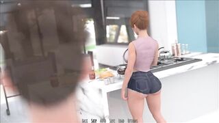 Stepmom Accidentaly Drops Coffee On Her Large Breasts In Kitchen Infront Her Stepson