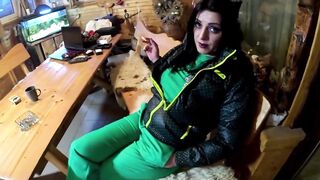 Green Downjacket Tease Smokin', Humiliation & Impure Cum Play