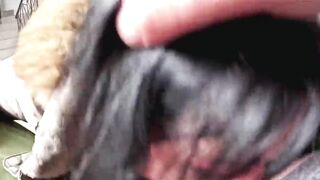 Glossy Furry Hood Downjacket. Deepthroat, Spit Play, Riding and Cum Leaking on My Coat