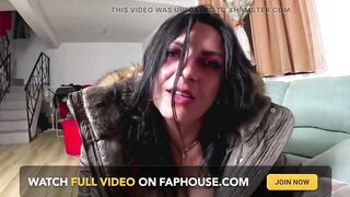 Glossy Furry Hood Downjacket. Deepthroat, Spit Play, Riding and Cum Leaking on My Coat